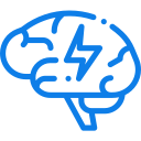 Icon of a brain with lightning bolt in it