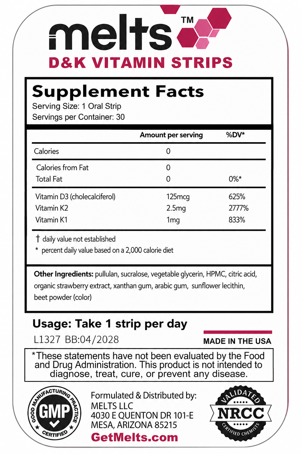 Melts™ Vitamin D&K Strips | Bone Strength & Heart Health