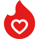 Icon of a red flame with a heart inside of it