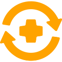Icon of arrows revolving around a plus sign